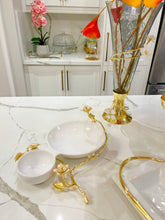 Load image into Gallery viewer, Porcelain 2 Sectional Tray with Gold Flower Detail
