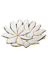 Load image into Gallery viewer, White Porcelain Flower Plate With Gold Edge 13&quot;
