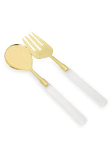 Load image into Gallery viewer, Set of 2 Gold Salad Severs With Acrylic Handles
