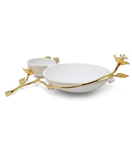 Load image into Gallery viewer, Porcelain 2 Sectional Tray with Gold Flower Detail
