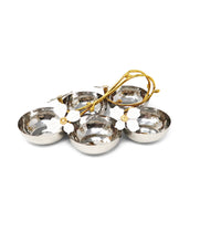 Load image into Gallery viewer, Stainless Steel 5 Bowl Relish Dish with Jewel Flower Design

