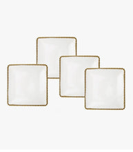 Load image into Gallery viewer, Set Of Four Porcelain White  Plates With Gold Beaded Design
