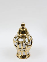 Load image into Gallery viewer, Small White and Gold Ginger Jar
