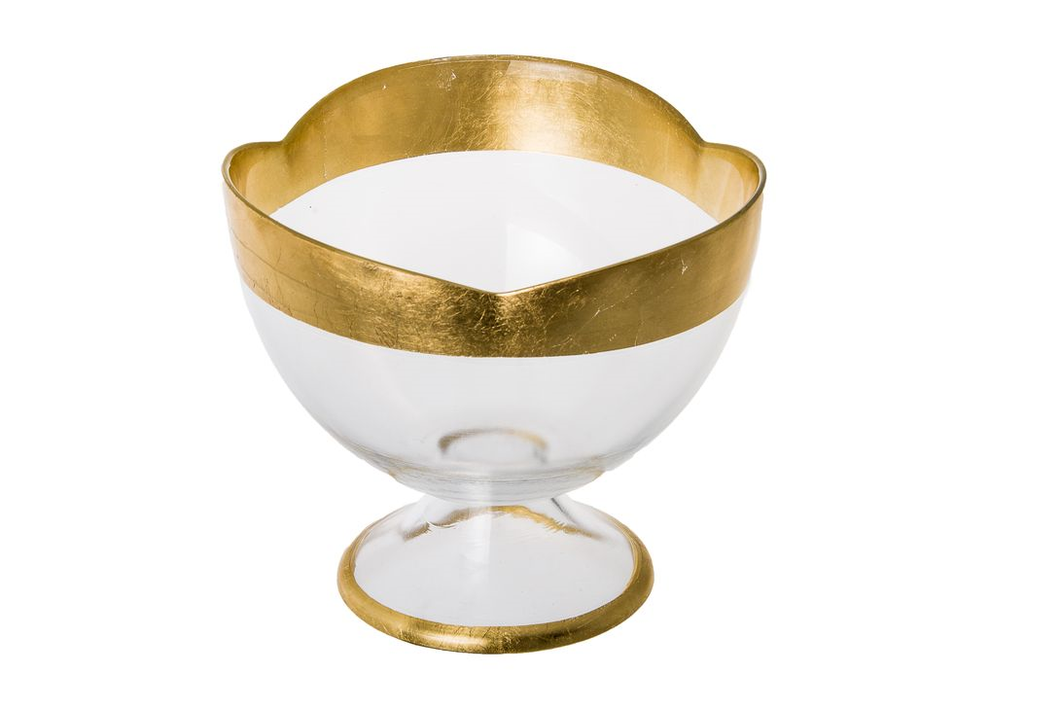 Gold Flower Shaped Footed Bowl