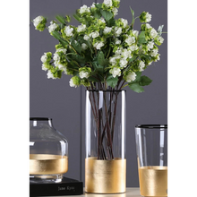 Load image into Gallery viewer, Clear Glass and Gold Vase
