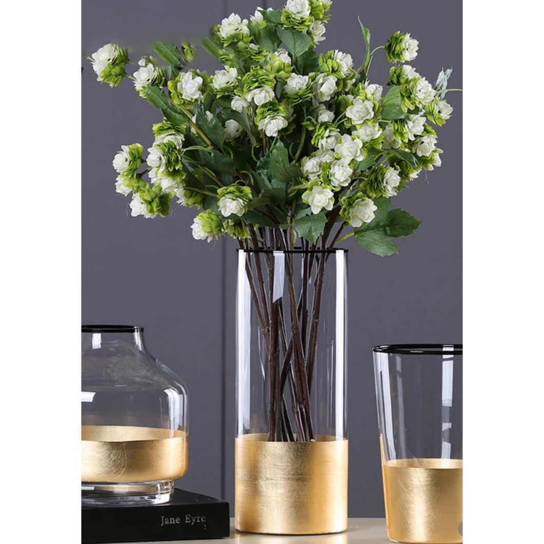 Clear Glass and Gold Vase
