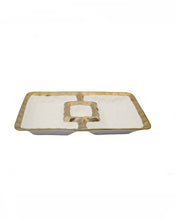 Load image into Gallery viewer, White Porcelain Chip and Dip Bowl with Gold Border  12&quot; x 7&quot;

