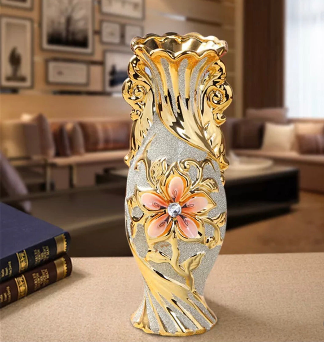 Gold Plated Frost Porcelain Vase