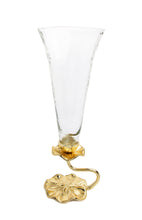 Load image into Gallery viewer, Glass Vase With Gold Lotus Flower Design
