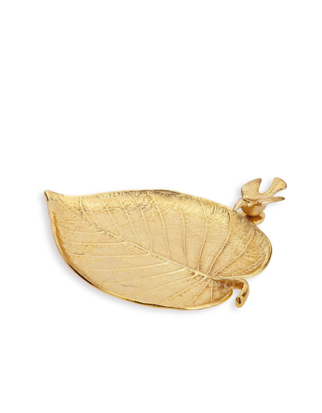 9”L Gold Leaf Tray With Bird design