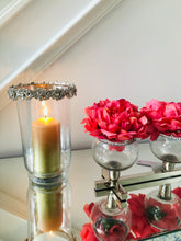 Load image into Gallery viewer, Clear Glass Candleholder/Vase with detailed edge
