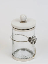 Load image into Gallery viewer, Silver Canister with Floral Lotus Art
