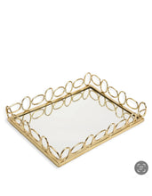 Load image into Gallery viewer, 13.5”L Mirror Tray With Gold Design
