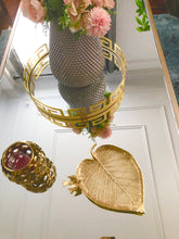 Load image into Gallery viewer, 9”L Gold Leaf Tray With Bird design
