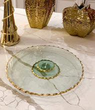Load image into Gallery viewer, Lazy Susan Cake Tray - Stacked Glass with Gold Edge
