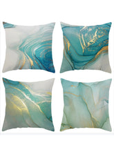 Load image into Gallery viewer, Marble Turquoise and Gold Silver Cushion Cover
