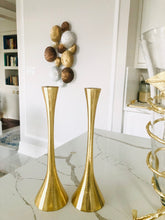 Load image into Gallery viewer, Set of 2 Gold Geometric Candlesticks - 12&quot;
