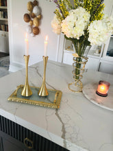 Load image into Gallery viewer, Set of 2 Gold Geometric Candlesticks - 12&quot;
