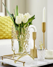 Load image into Gallery viewer, Gold and Glass Handmade Vases
