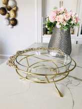 Load image into Gallery viewer, Glass Bowl with Gold Brass Design

