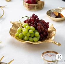 Load image into Gallery viewer, Leaf Shaped Gold Bowl with Vein Design
