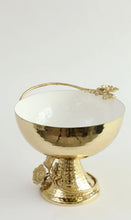 Load image into Gallery viewer, White and Gold Footed Bowl with Gold Flower Design
