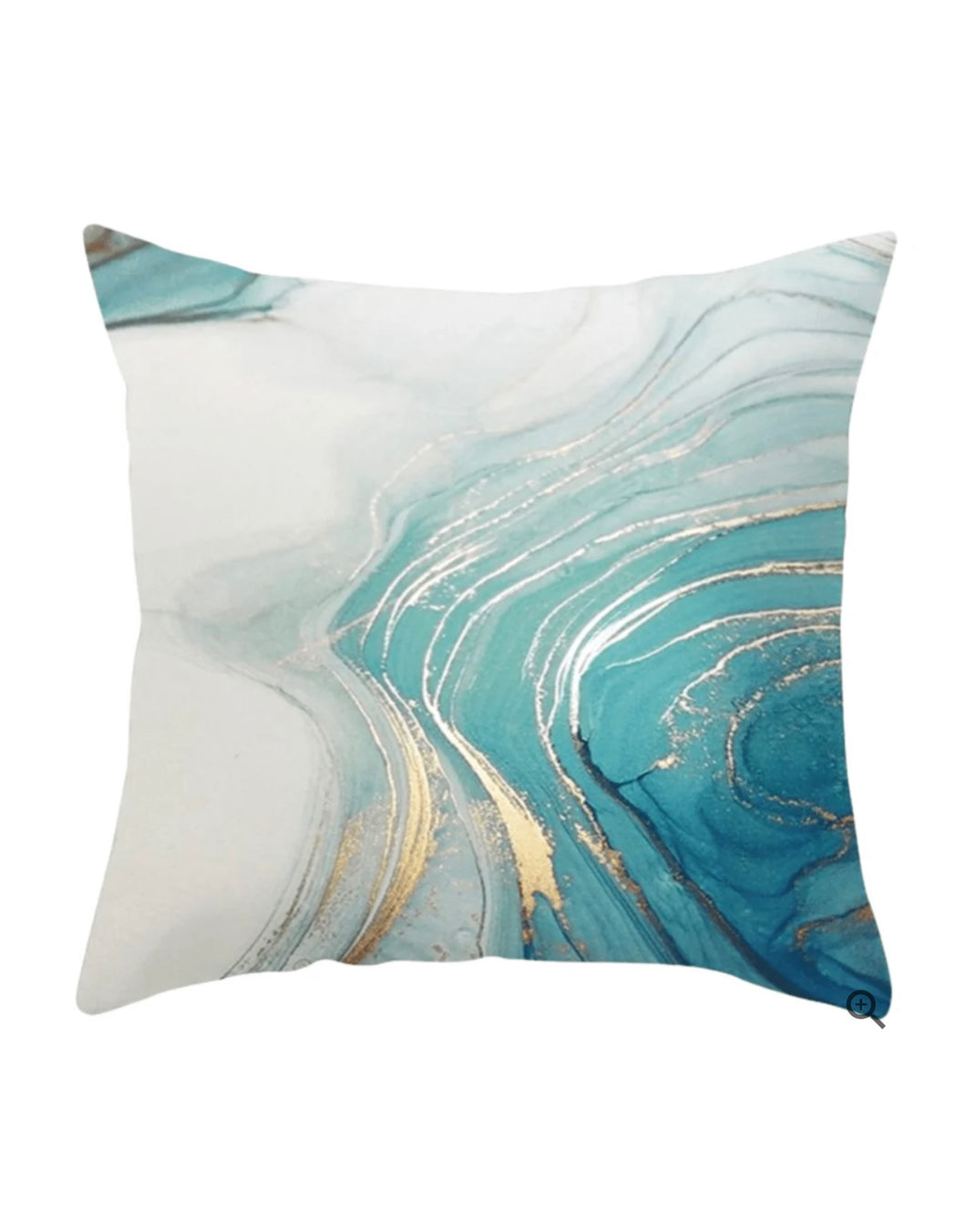 Marble Turquoise and Gold Silver Cushion Cover