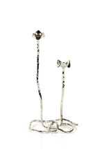 Load image into Gallery viewer, 12”H Pair of Tall Silver Candle Holder
