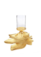 Load image into Gallery viewer, Gold Embossed Leaf Dish with Branched Candle Holder
