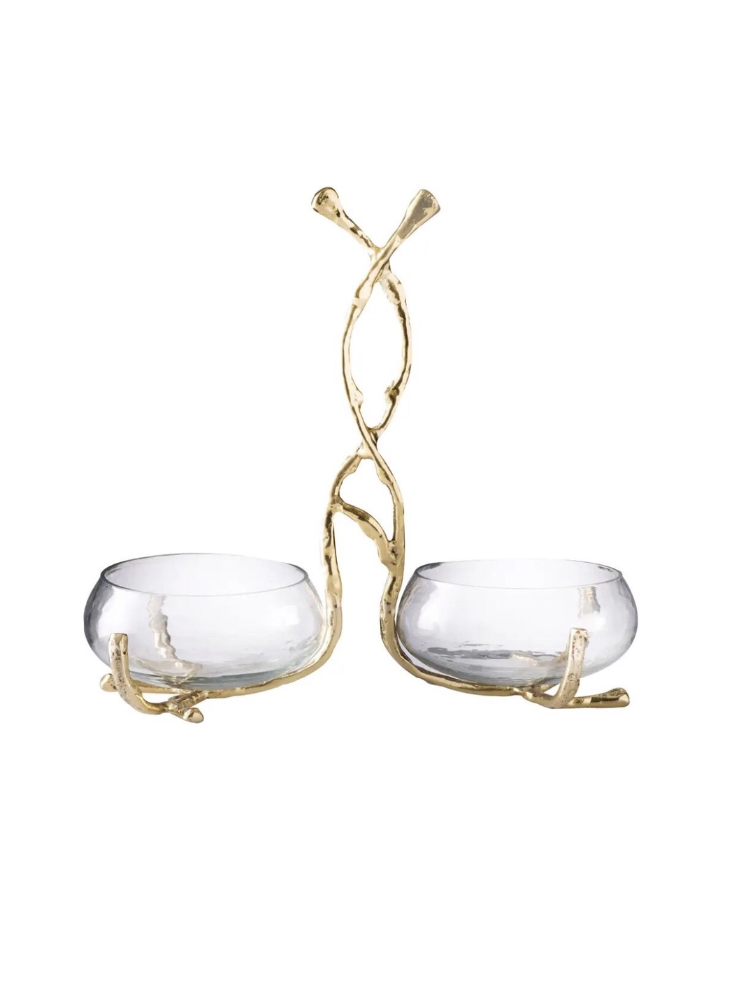 2 Sectional Glass Dish With Gold Design