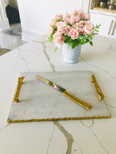 Load image into Gallery viewer, Marble Challah Tray - Gold Handles
