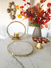 Load image into Gallery viewer, White Round Platter with Gold Chain Edge
