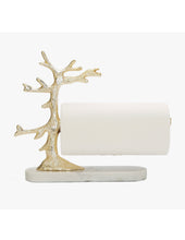 Load image into Gallery viewer, Gold Tree Design Paper Towel Holder On Marble Base
