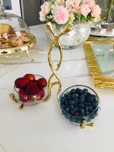 Load image into Gallery viewer, 2 Sectional Glass Dish With Gold Design
