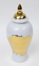 Load image into Gallery viewer, White and Gold Ceramic Ginger Jar-24&quot;H
