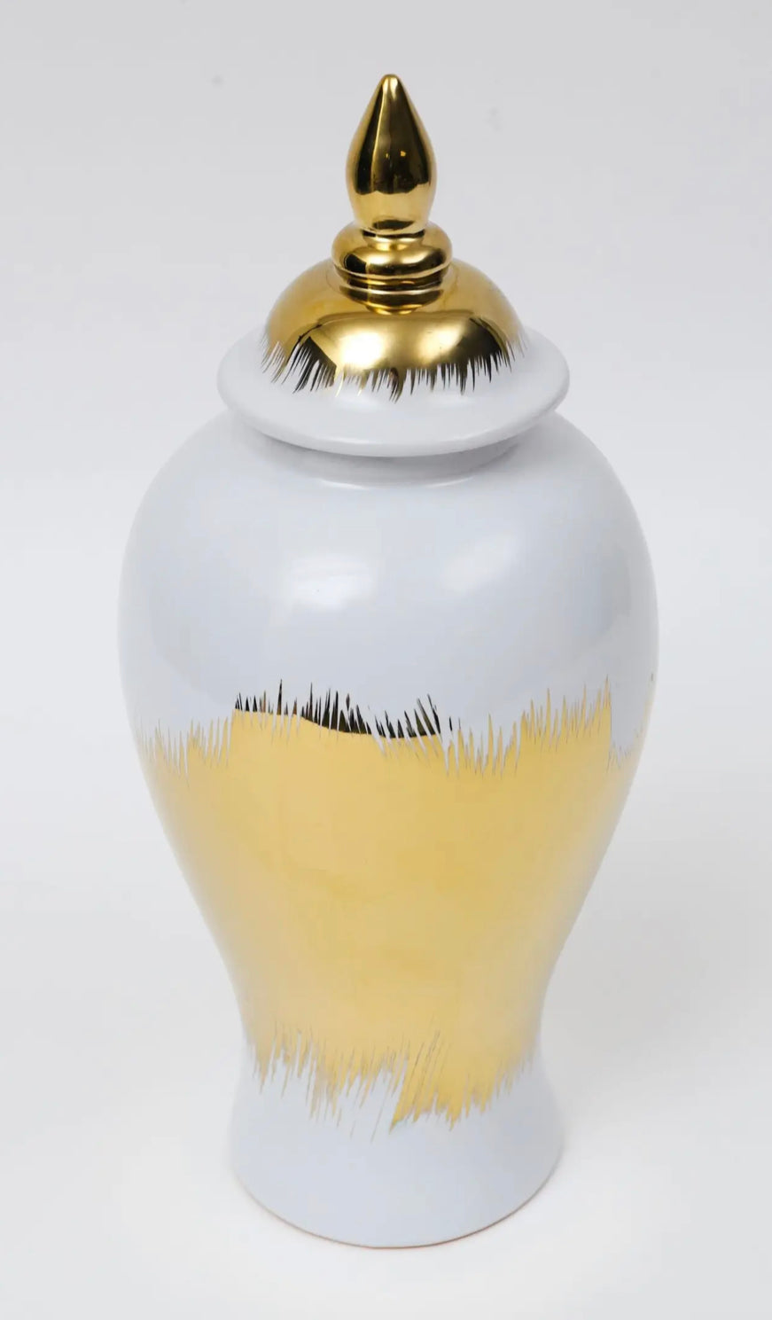 White and Gold Ceramic Ginger Jar-24