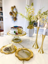 Load image into Gallery viewer, Glass Cake Stand with Gold Edge
