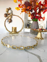 Load image into Gallery viewer, White Round Platter with Gold Chain Edge

