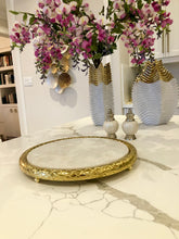 Load image into Gallery viewer, 11&quot; Gold Florentine Marble Tray
