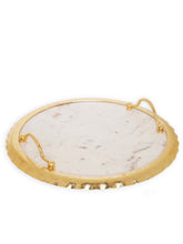 Load image into Gallery viewer, 16” Round Marble Tray with Gold Edge
