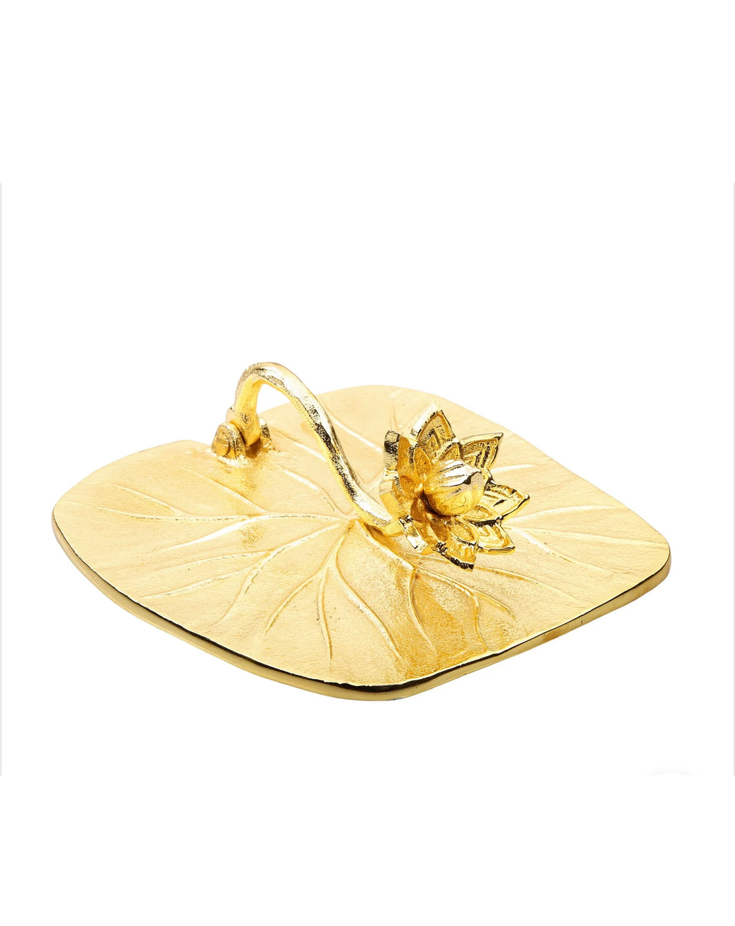 Gold Square Napkin Holder With Lotus Flower Design