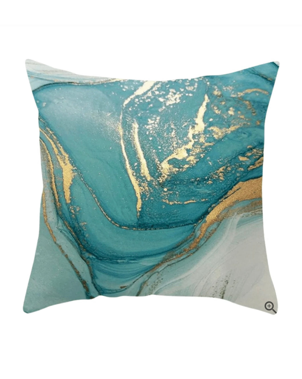 Marble Turquoise and Gold Silver Cushion Cover