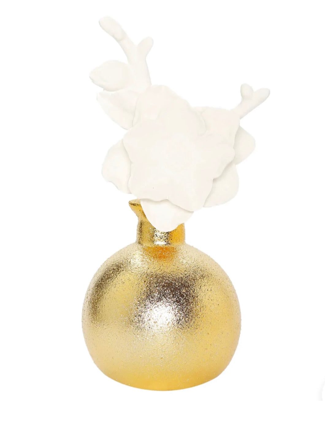 Matte Gold Diffuser  with Dimensional White Flower