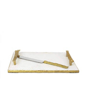 Load image into Gallery viewer, Marble Challah Tray - Gold Handles
