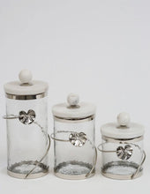 Load image into Gallery viewer, Silver Canister with Floral Lotus Art
