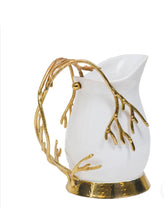 Load image into Gallery viewer, White Pitcher on Base with Gold Coral Design Handle
