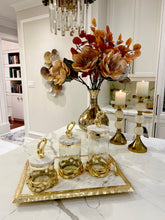 Load image into Gallery viewer, White Marble Tray With Gold Ruffled Design
