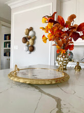 Load image into Gallery viewer, 16” Round Marble Tray with Gold Edge
