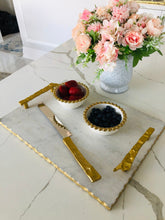 Load image into Gallery viewer, Marble Challah Tray - Gold Handles
