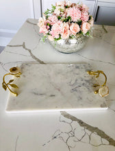 Load image into Gallery viewer, Marble Challah Tray with Agate Stone Handles
